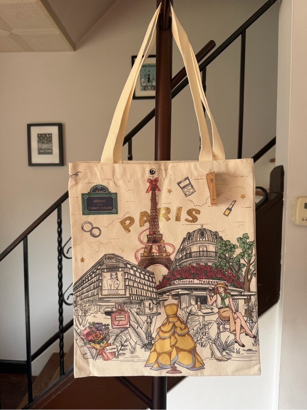 Paris Canvas Tote Bag NWT - Picture 3 of 7